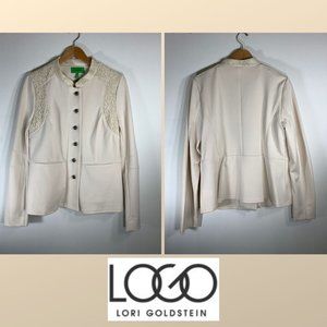 LOGO by Lori Goldstein Knit Blazer With Lace